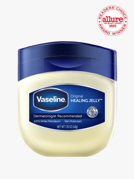 Vaseline Healing Jelly Original in branded component on a light gray background with white and red Allure Readers' Choice Award seal in the top right corner